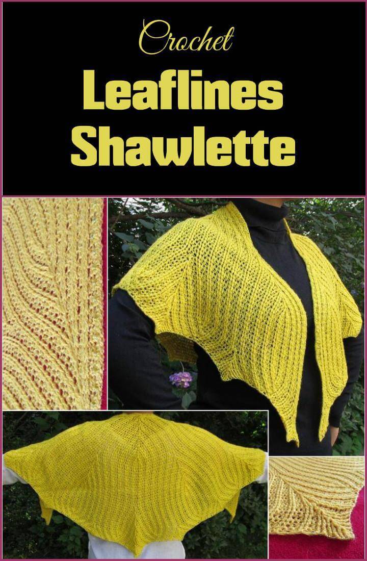 easy crochet leaflines shawlette